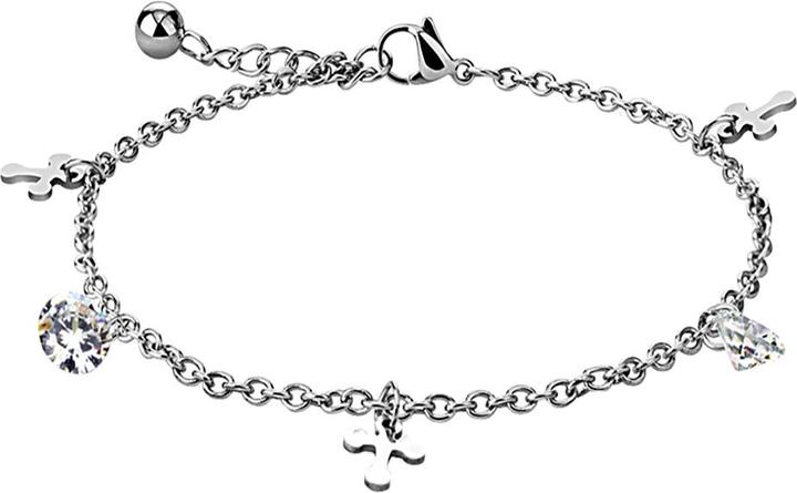 Actual product image Star Piercing Kette silber mit Kreuz und Kristall silber (Surgical steel 316L, 23.50 cm)