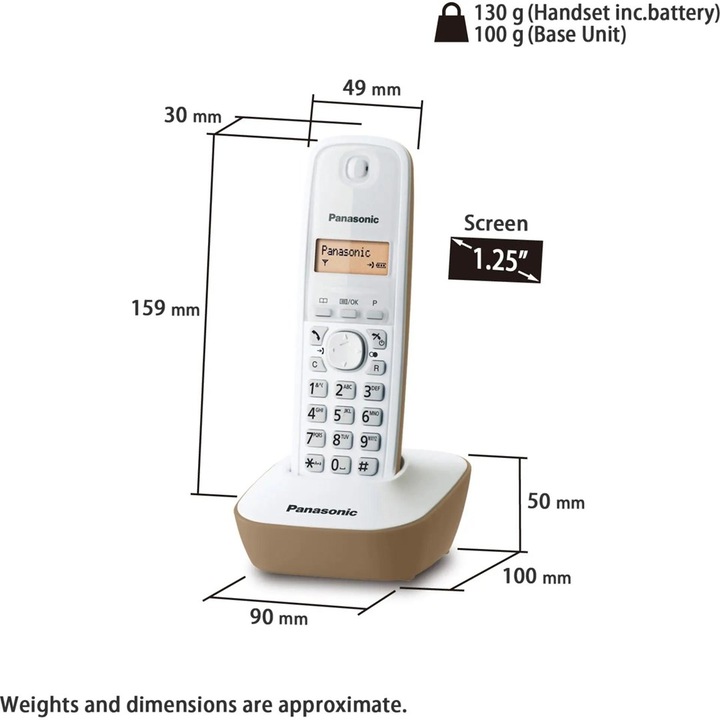 Actual product image Panasonic KX-TG 1611PDJ Cordless Telephone Beige
