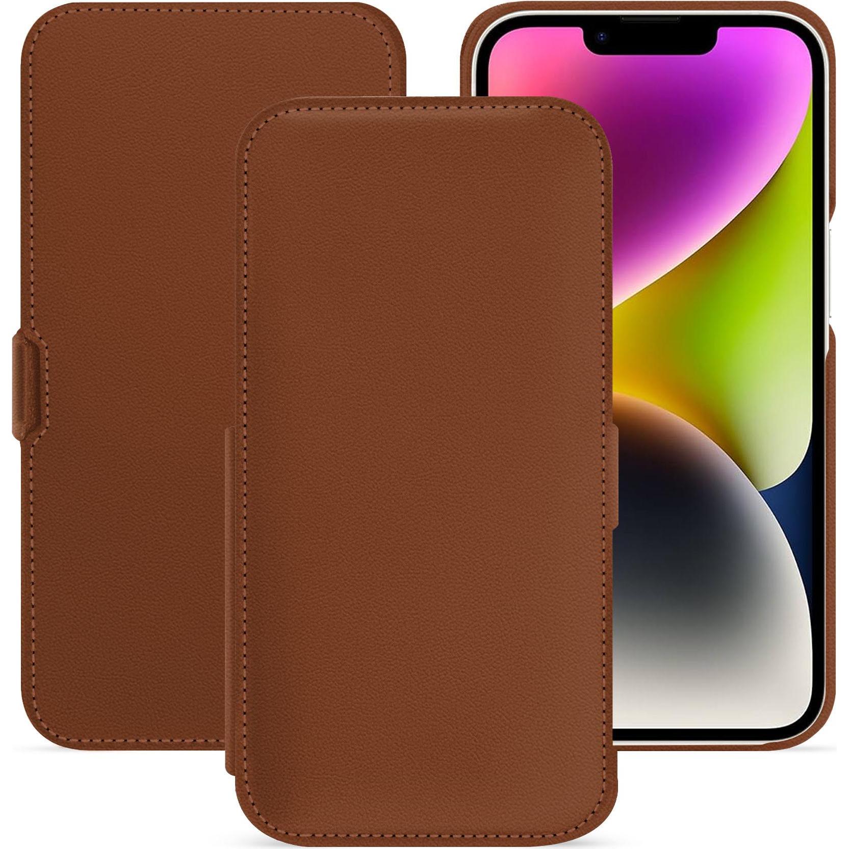 Thumbnail - Noreve Lederschutzhülle horizontal (Apple iPhone 15 Plus), Smartphone Hülle, Braun