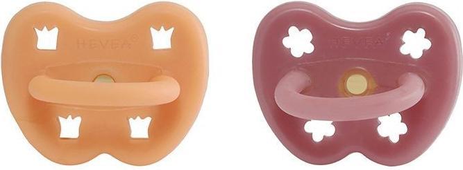 Hevea 2er-Pack Naturkautschuk Schnuller, Apricot Crush & Berry Blush - kiefergerecht (ab 3 Mon.) (2 x, ab 3 Monaten)