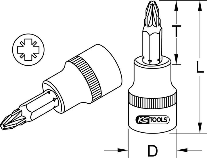 Actual product image KS Tools 1/4 bit socket. PZ2 911.1402