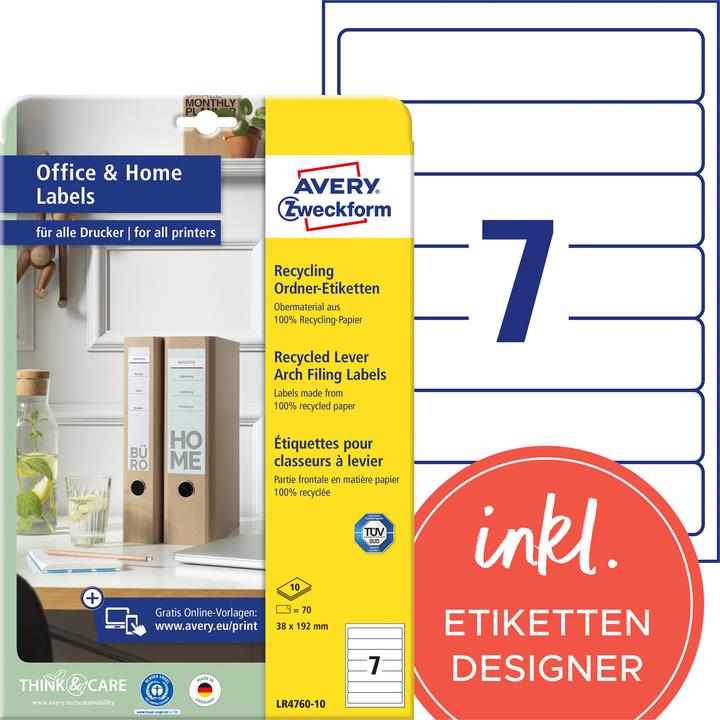 Actual product image Avery Recycling folder labels, home office, small pack