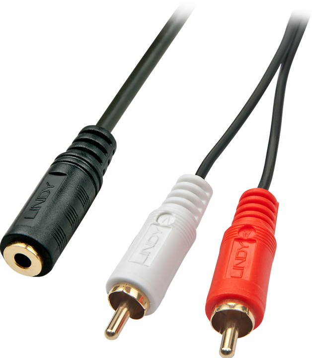 Produktbild Lindy Audio-Adapterkabel mit 2x RCA an 3,5mm Klinkenstecker (0.25 m, 3.5mm Klinke (AUX), Cinch)