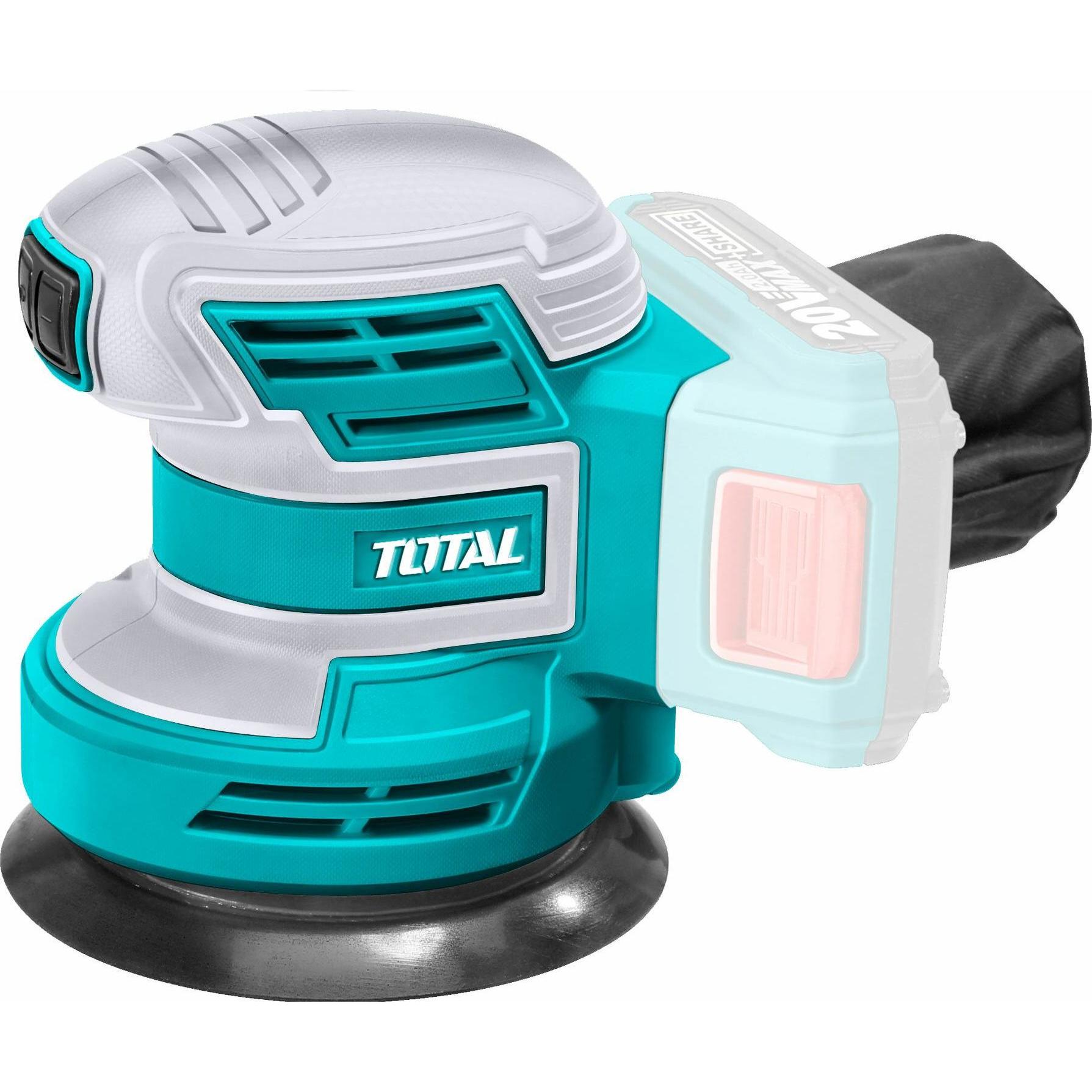 Total, Schleifmaschine + Poliermaschine, Akku-Exzenterschleifer, 125mm, 20V Li-Ion, 2000mAh, Industrie - ohne Akku und L...