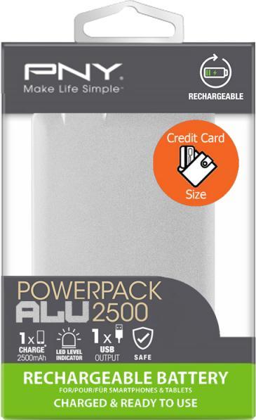 Actual product image PNY PowerPack ALU 2500 Banque d'alimentation Li-pol (2500 mAh)