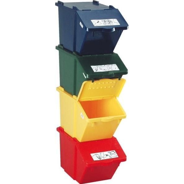 Knapsack Mülleimer Recycling-Box mit Deckel Gelb 45 L stapelbar mit aufklappbarem Deckel, Pattumiera, Giallo