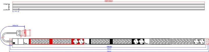 Produktbild Bachmann IT PDU ALU 1HE 36x C13 6x Schutzkontakt CEE 3x 32A rot