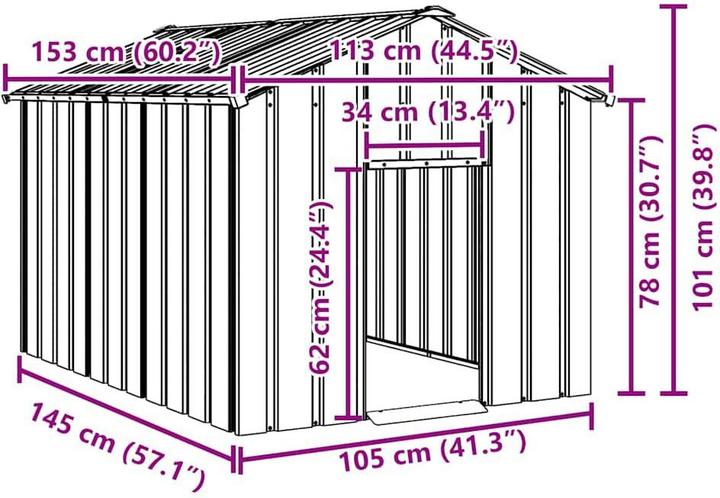 Actual product image vidaXL Dog kennel with roof 113x153x101 cm Galvanised steel (Dog house)