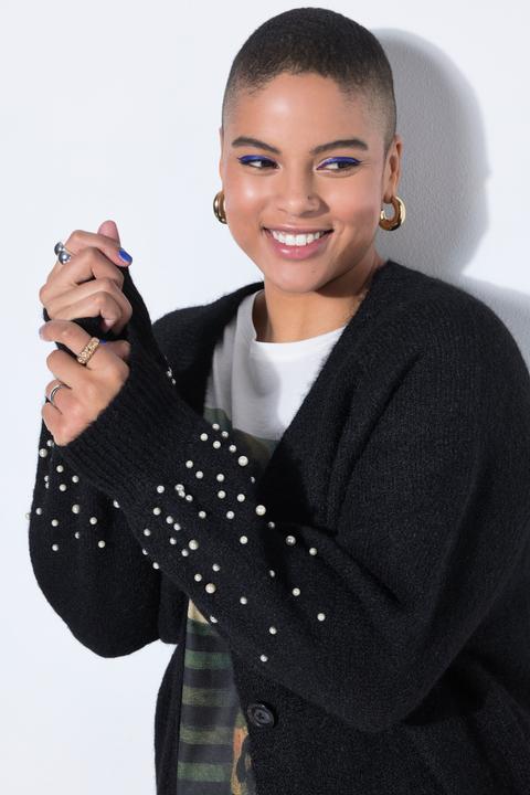 Produktbild Studio Untold Strickjacke, Oversize Shape, Ballonärmel mit Zierperlen (60)