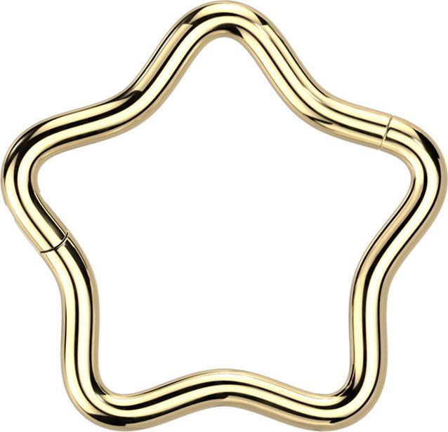Produktbild Star Piercing Micro Segmentring klappbar vergoldet Stern (Titan, ohne Messing)
