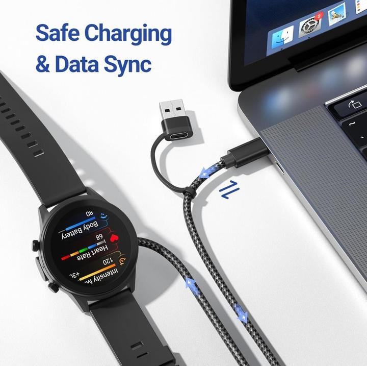 Immagine prodotto PowerGuard 2-in-1 90-Grad Garmin Smartwatch Ladekabel mit USB-C, USB-A