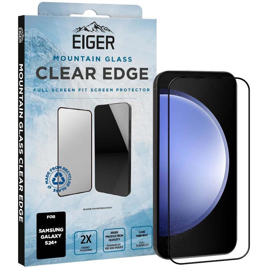 Eiger Mountain Glass Clear Edge (1 Stück, Samsung Galaxy S24+), Smartphone Schutzfolie, Schwarz