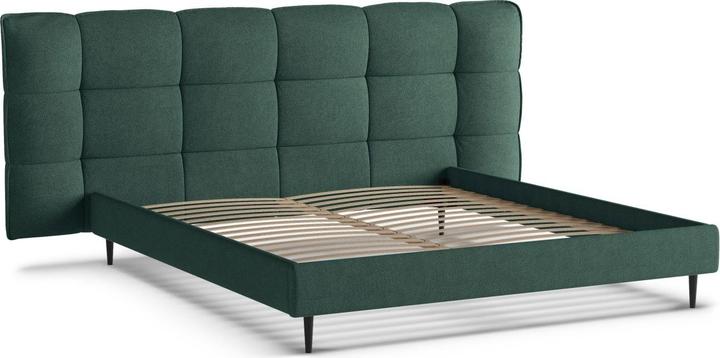 Actual product image Micadoni Boucle Storage Bed with Headboard, "Eric", Green, 220x270x114 Made in Europe (180 x 200 cm)