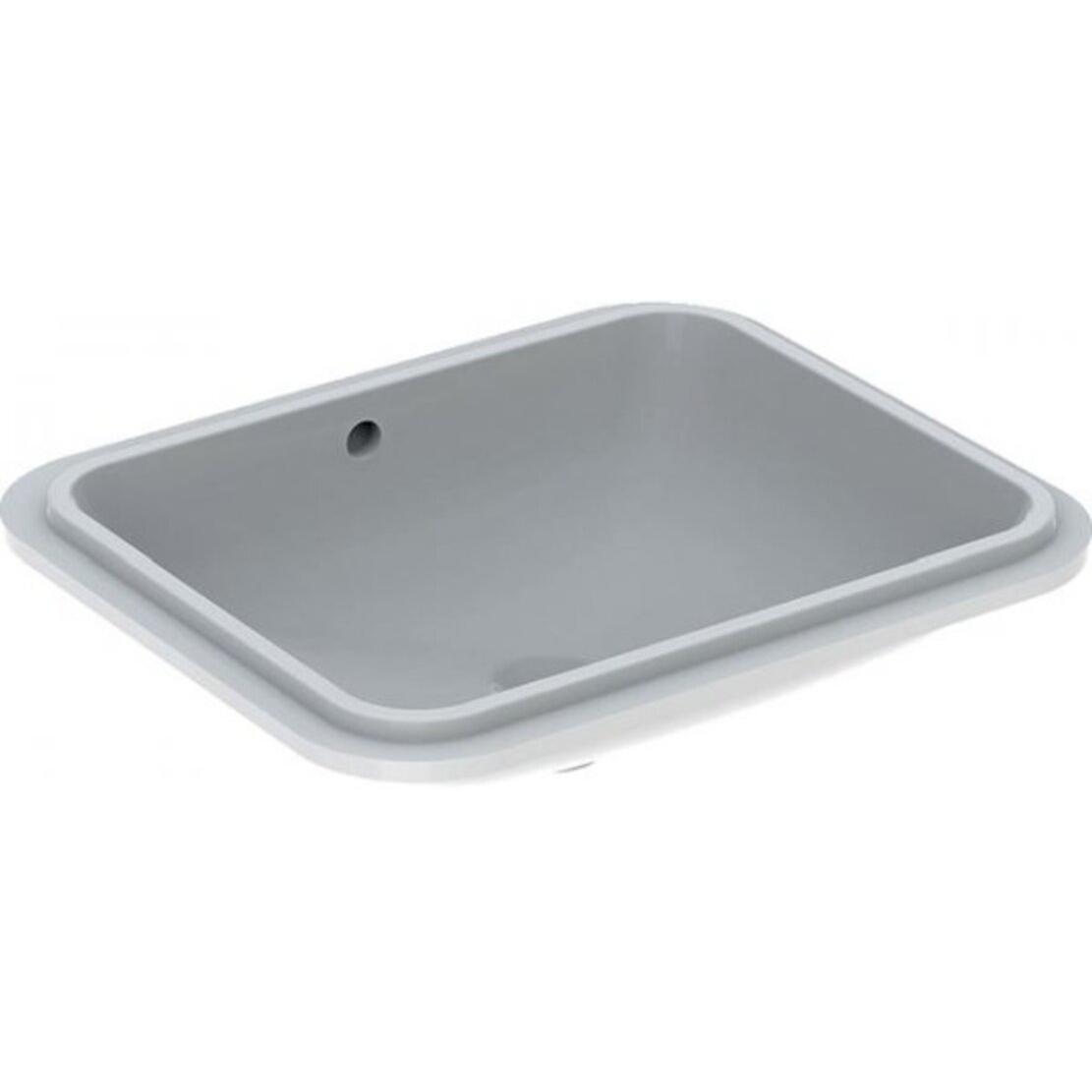 Geberit, Waschbecken, VariForm Unterbauwaschtisch rechteckig, 500x400mm, ohne Hahnloch, mit Überlauf (585 mm, 195 mm)