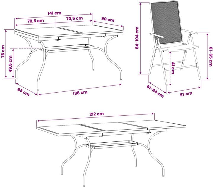 Produktbild vidaXL Gartenset (212 x 90 x 76 cm)