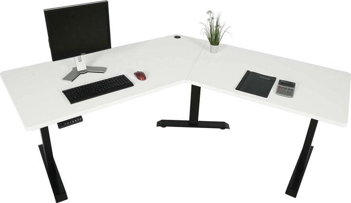 Image du produit Swisshandel24 Bureau, table d'ordinateur, hauteur réglable électriquement à 120° blanc, noir