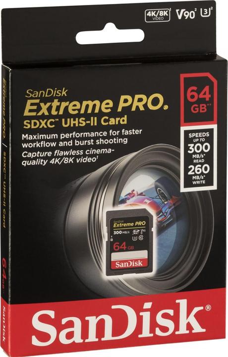 Productafbeelding SanDisk Extreem Pro (64 GB, SDXC, U3, UHS-II)
