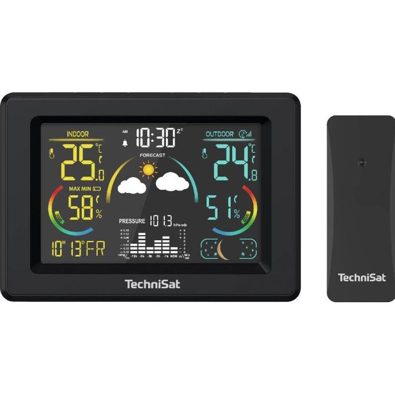 TechniSat iMETEO 600 schwarz / Wetterstation / LCD-Display / Temperatur / Luftfeuchtigkeit / Druck, Stazione meteo, Nero