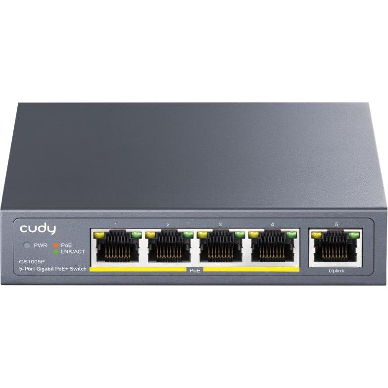 Thumbnail - Cudy GS1005P network switch Gigabit Ethernet (10/100/1000) Power over Ethernet (PoE) Grey (5 Ports), Netzwerk Switch, Gr...