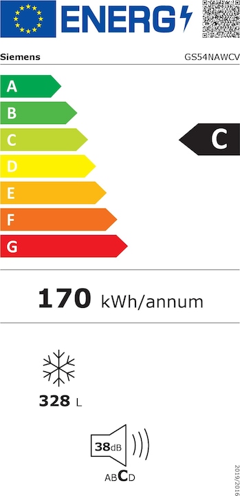Energy Label Siemens GS54NAWCV (Stand-alone, 328 l)