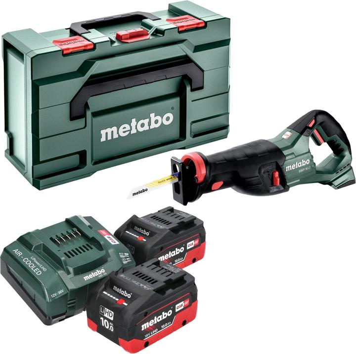 Image du produit Metabo SSEP 18 LT Scie sabre sans fil 18 V 32 mm + 2x batterie LiHD 10,0 Ah + chargeur + Metabox