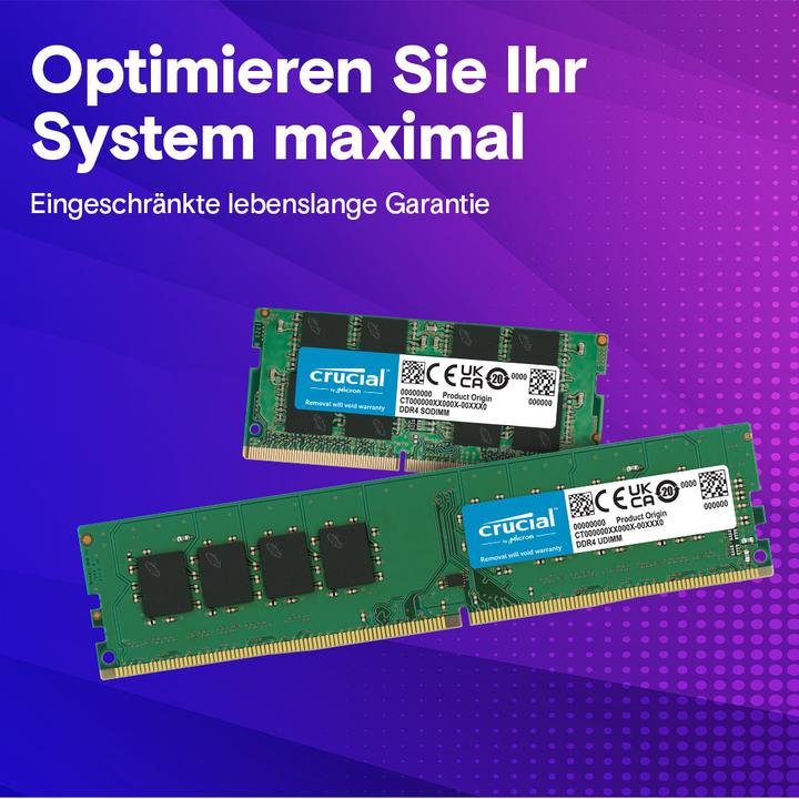 Produktbild Crucial CT32G4DFD832A (1 x 32GB, 3200 MHz, DDR4-RAM, U-DIMM)