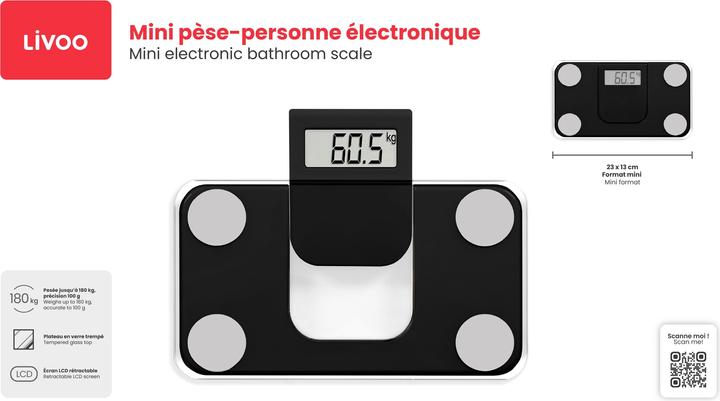 Produktbild Livoo Elektronische Mini-Personenwaage (180 kg)