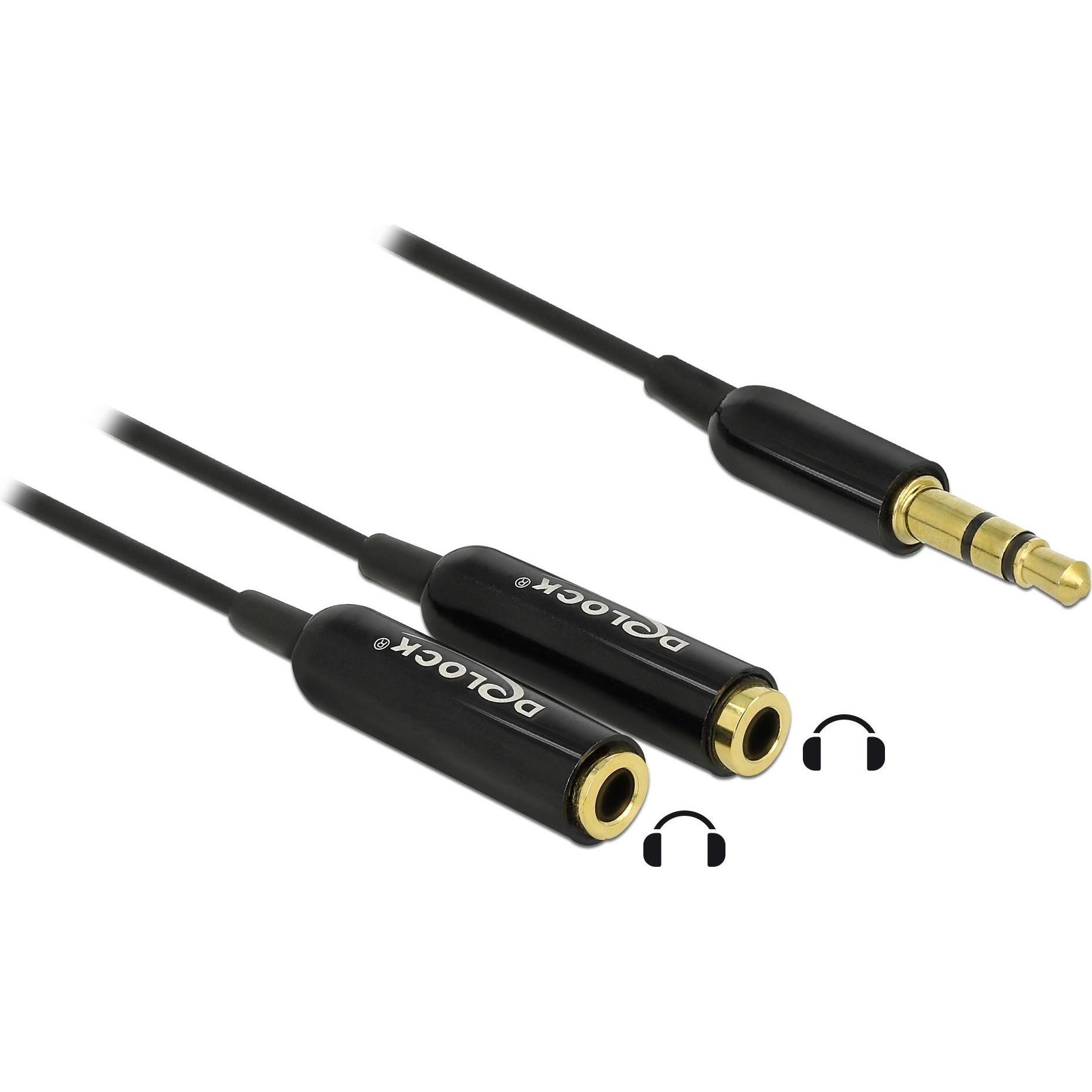 Thumbnail - Delock 3.5mm – 2x 3.5mm (0.25 m, 3.5mm Klinke (AUX)), Audio Kabel