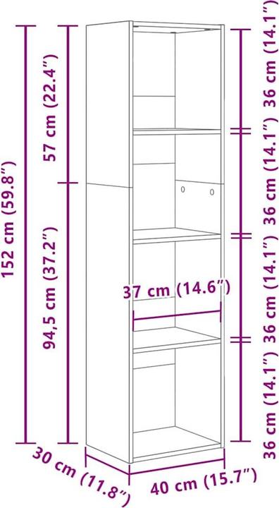 Image du produit vidaXL Bücherregal (40 x 30 x 152 cm)