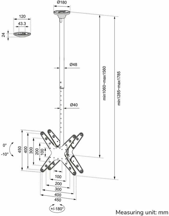 Produktbild Neomounts Back to Back Screen Ceiling (Decke, 25 kg)