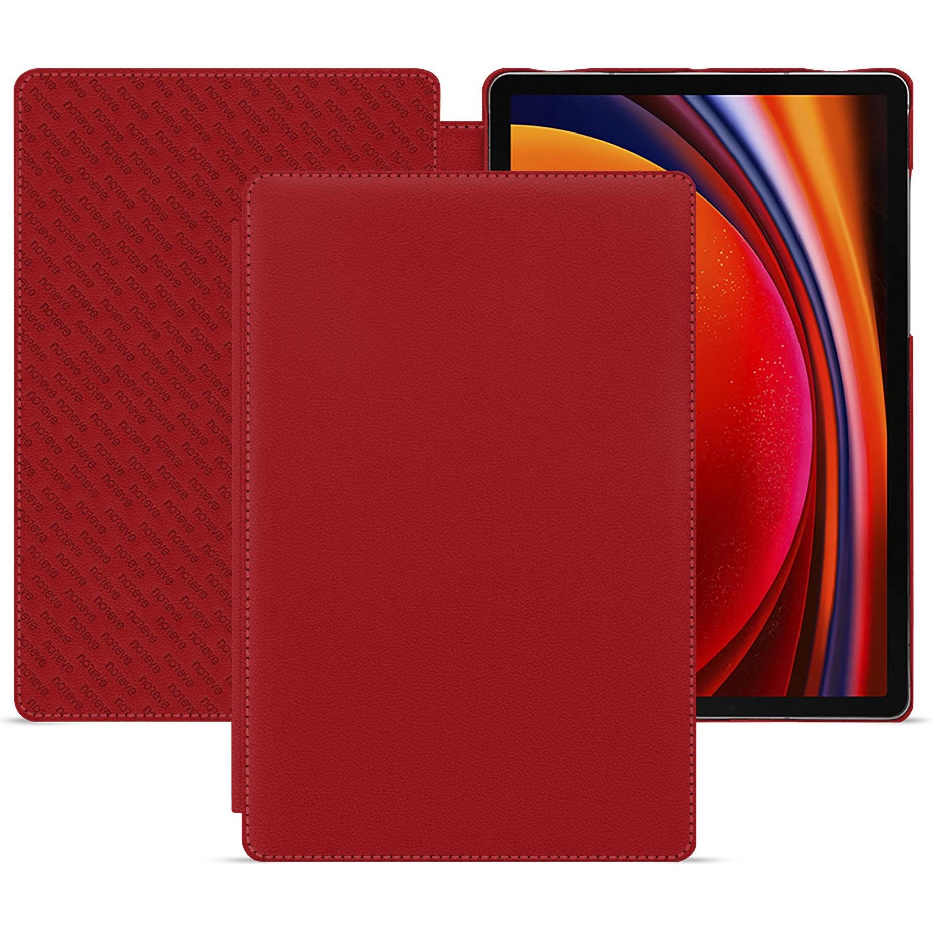 Noreve Lederschutzhülle horizontal (Galaxy Tab S9), Tablet Hülle, Rot