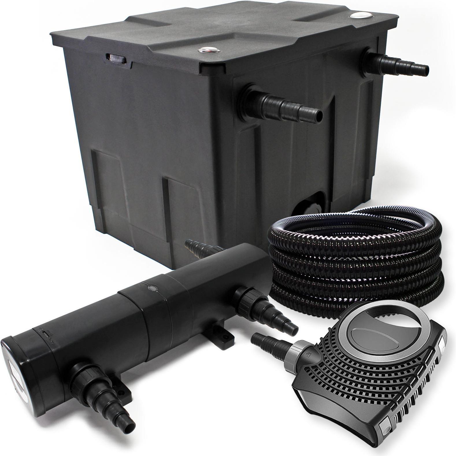 Wiltec, Brunnen + Gartenteich, Filter Set Bio Teichfilter 12000l 18W UVC Teichklärer Pumpe Schlauch 25m 001
