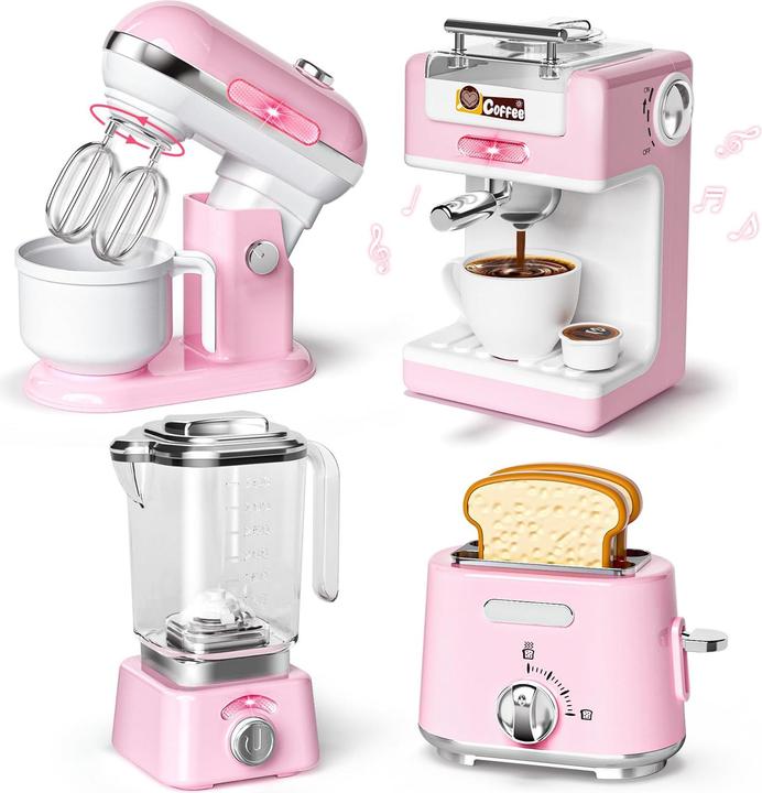 Activity Board Kinderküchengeräte-Set mit Kaffeemaschine, Mixer, Toaster, Spielküche mit Licht und Sound
