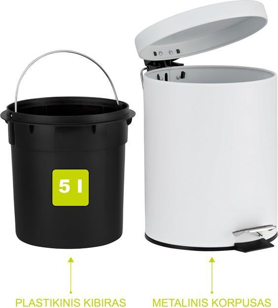 Produktbild Okko TRASH BIN PEDAL WHITE T-Y0105M 5 L (5 l)