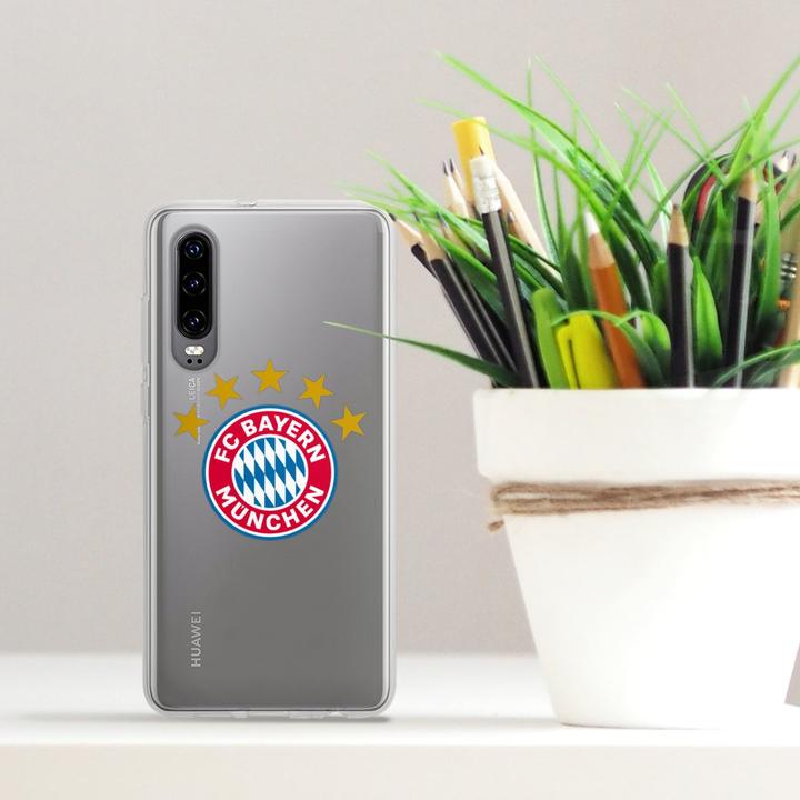 Produktbild DeinDesign Silikon Hülle für Huawei P30 Handyhülle Case Smartphone Schutzhülle FC Bayern München FCB Sterne (Huawei P30)