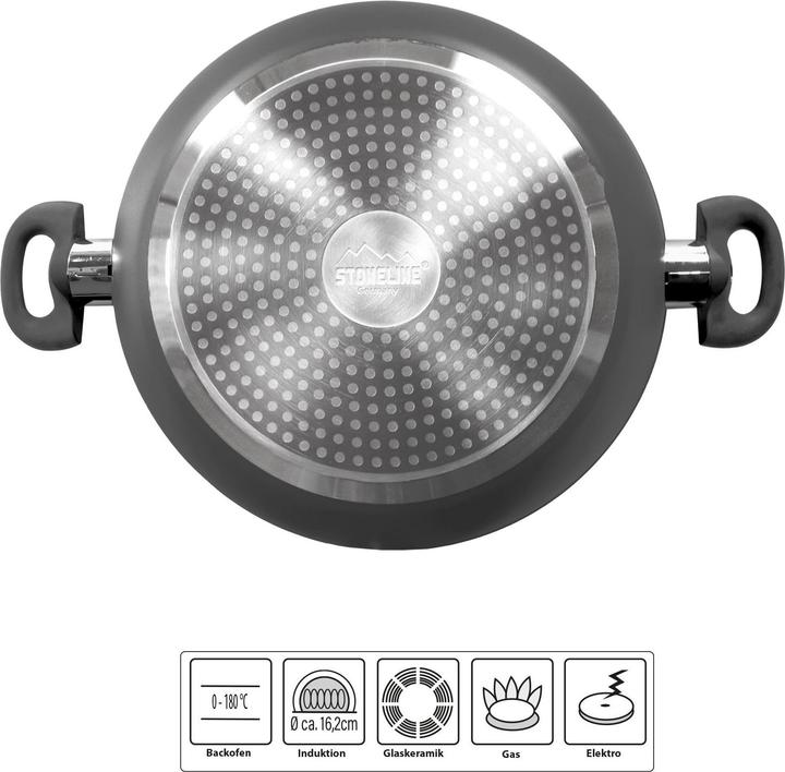 Actual product image Stoneline CERAMIC Servierpfanne 24cm, Keramik-Beschichtung, mit Aroma-Glasdeckel (Wok, Aluminium, 24 x 6.50 cm)