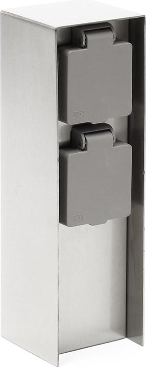Produktbild Wiltec 2-fach Aussensteckdose Gartensteckdose Edelstahl IP44 Steckdosensäule Eckig