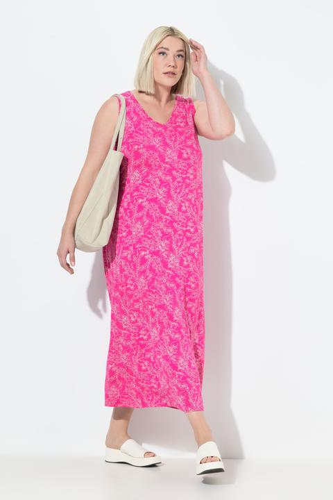 Produktbild Ulla Popken Maxikleid, gemustert, A-Linie, V-Ausschnitt, ärmellos (46, 48)