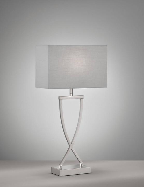 Actual product image Fischer & Honsel Honsel Anni table lamp E27 fabric shade grey chintz, white nickel 50459 (E27)