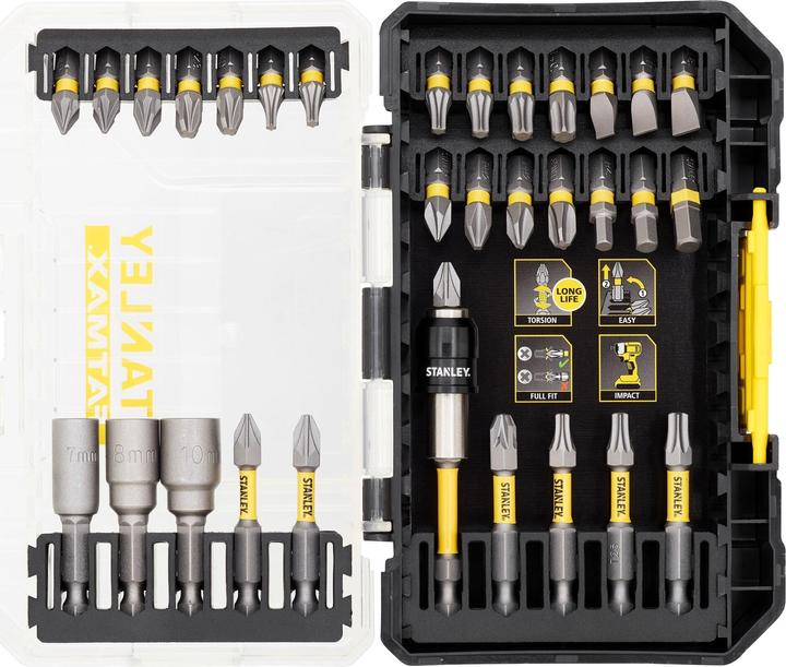 Actual product image Stanley 32-piece torsion bit set 25 / 50 mm (25.4 / 4 mm (1 / 4 inch))
