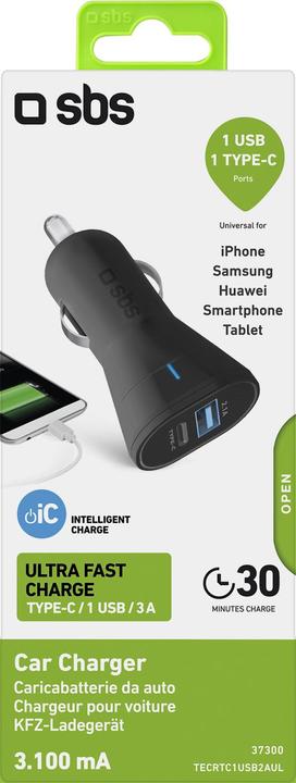 Image du produit SBS TECRTC1USB2AUL Chargeur pour appareils mobiles voiture noir