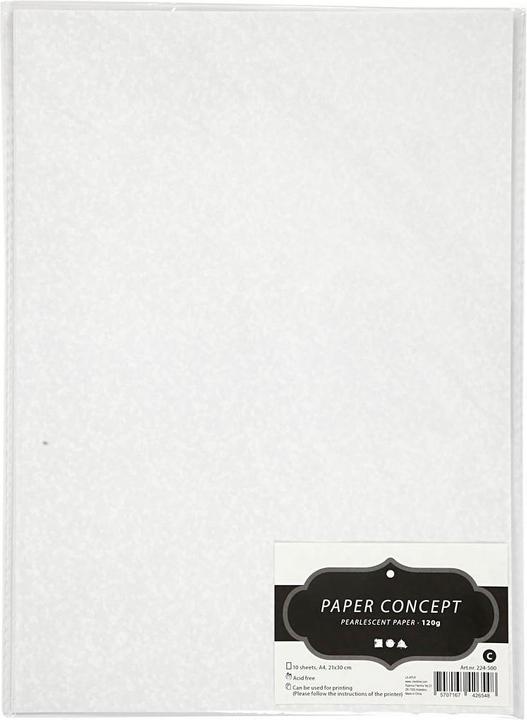 Produktbild Creativ Company Perlmuttpapier A4, weisses Perlmutt, 120 Gramm, 10 Blatt (120 g/m², 10x)