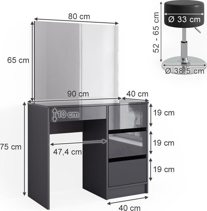 Image du produit Vicco Sherry mit Hocker (90 x 40 x 75 cm)
