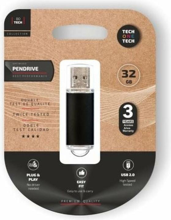 Actual product image Tech One Tech USB Pendrive TEC3008-32 Black 32 GB (32 GB, USB-A)