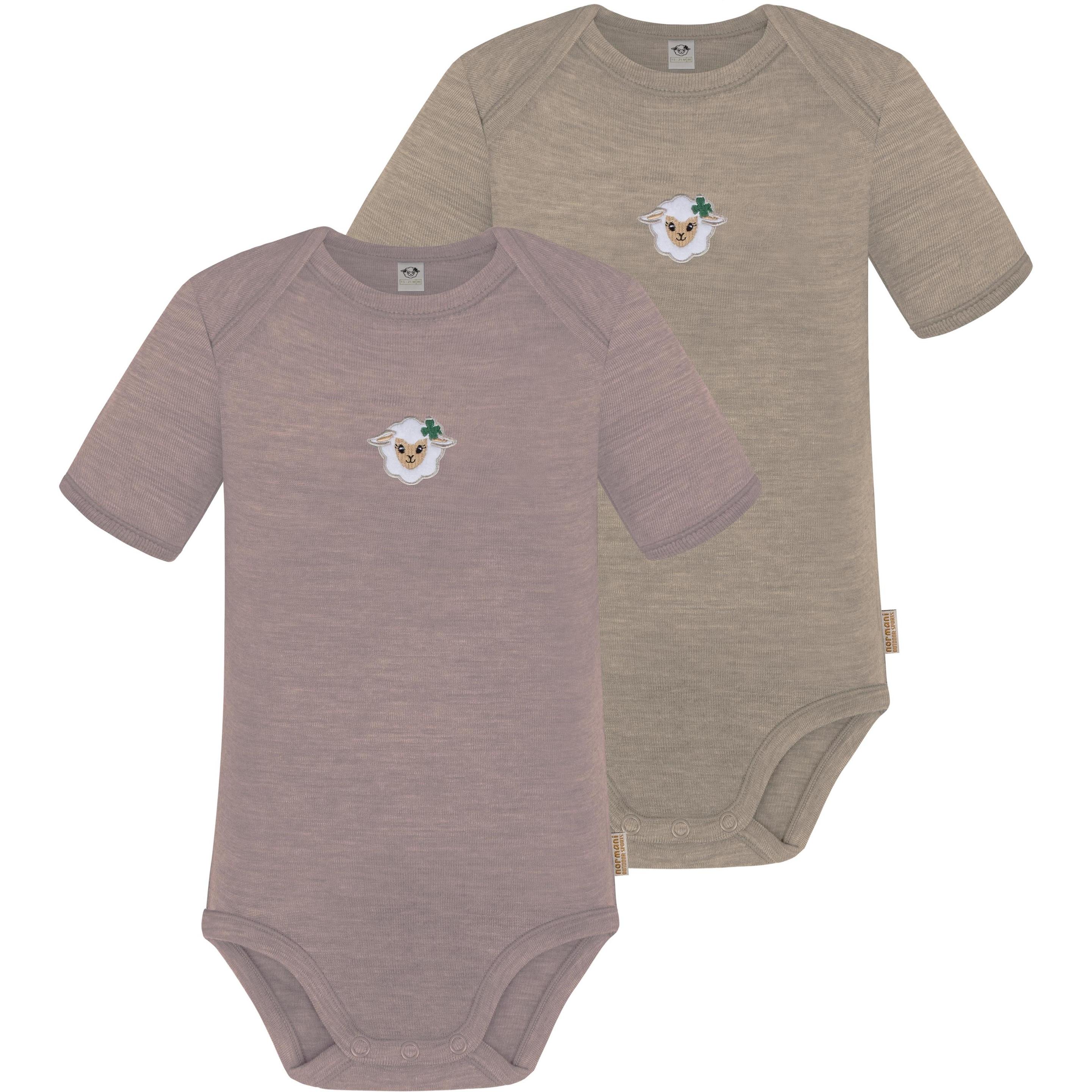 Normani, Herren, Body, 2er Set Baby Merino Body Kurzarm „Tauranga" - 9293, Rosa, (98)