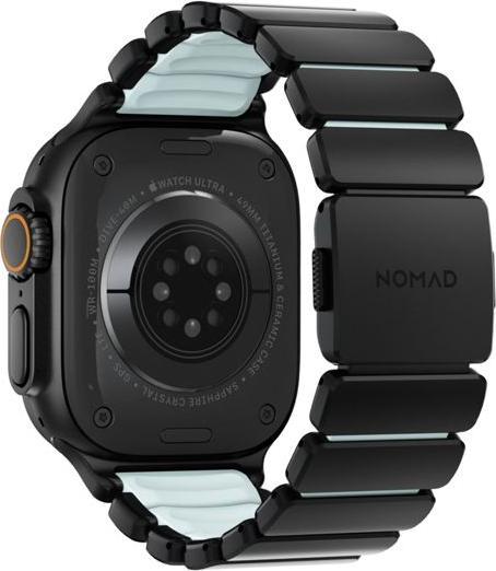 Actual product image Nomad Stratos Band Titanium Black 49mm Icy Blue Glow (FKM, Titanium)