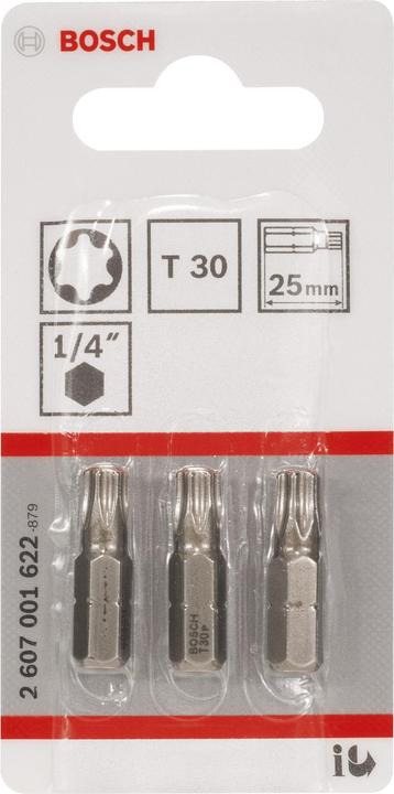 Produktbild Bosch Professional Zubehör Schrauberbit Extra-Hart T30, 25 mm, 3er-Pack (Innensechsrund TX)