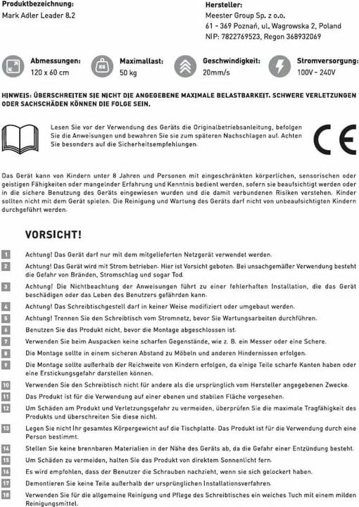 Produktbild Mark Adler Biurko elektryczne MA-Leader 8.2 Black