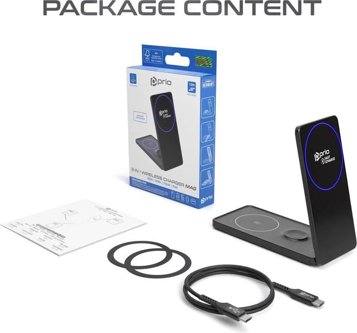 Actual product image prio 3 in 1 wireless quick charger MAG black (15 W)