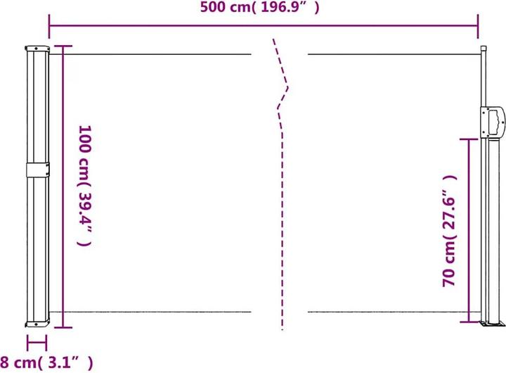 Image du produit vidaXL ausziehbare Seitenmarkise (3 m)